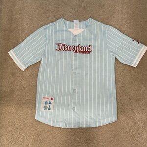 Disneyland Light Blue Pinstripe Button Down Jersey Shirt
